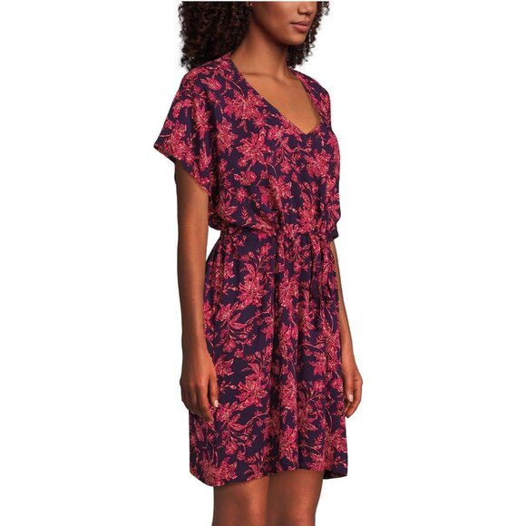 NWT LANDS’ END Floral Kaftan Cover-up Mini Dress - Picture 4 of 14